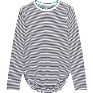 SUPIMA Cotton Curved-Hem Striped Long Sleeve Tee